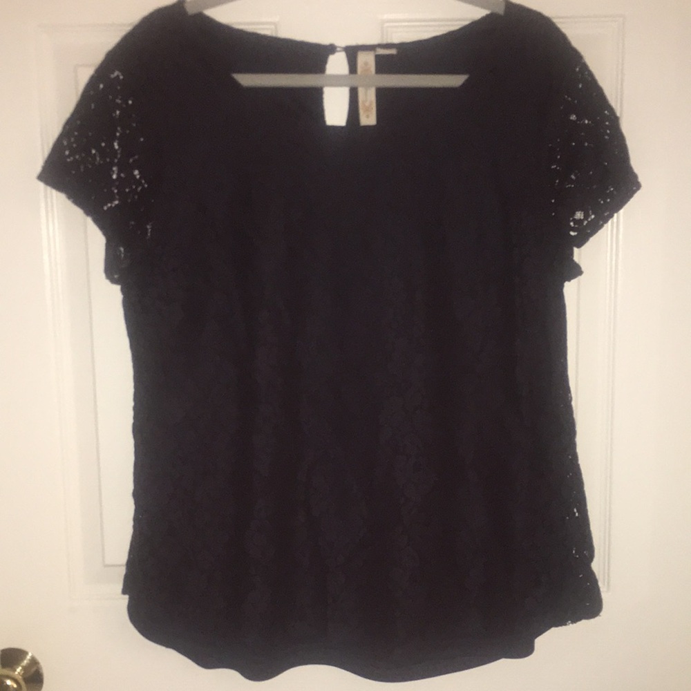 Navy Lace Blouse